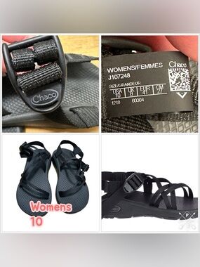 Women’s Chaco 10 Sandals ZCloud J107248 Black Sport Shoes Thong Flip Flop EUC
